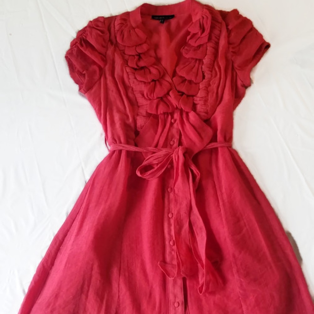 Akira Black Label Coral Pink Belted  Dress M